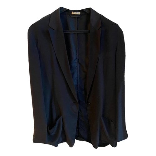 Pre-owned Miu Miu Silk Blazer In Black