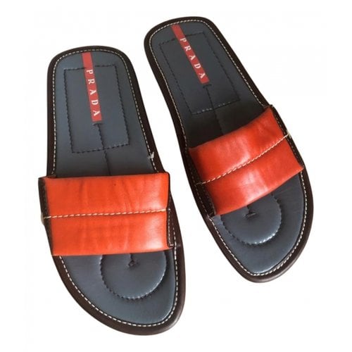 Pre-owned Prada Leather Sandal In Orange