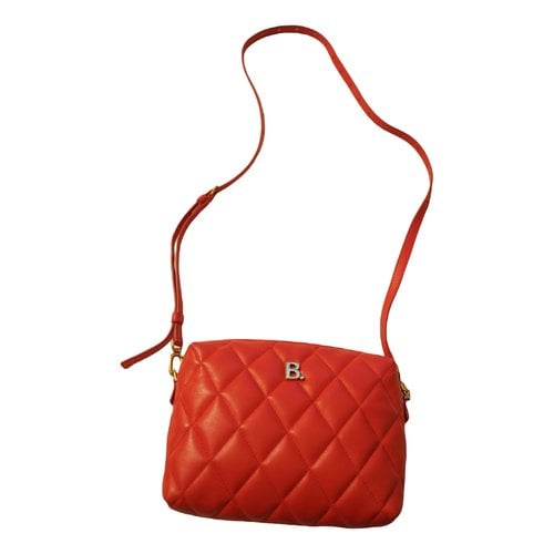 Pre-owned Balenciaga B Leather Crossbody Bag In Red
