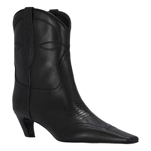 Pre-owned Khaite Leather Western Boots In Black