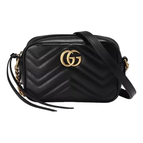 Pre-owned Gucci Gg Marmont Leather Crossbody Bag In Black