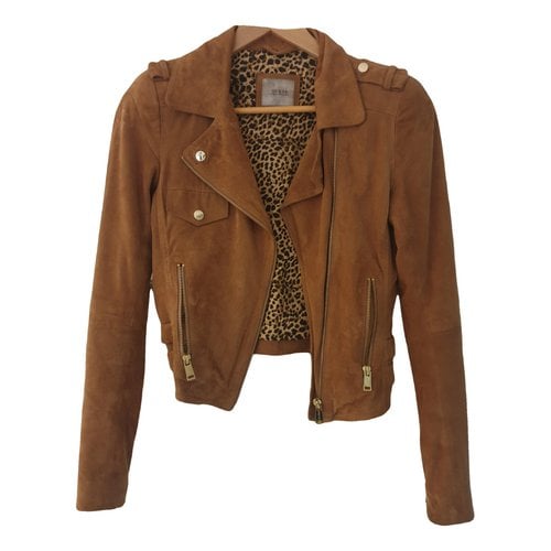 Pre-owned Guess Leather Jacket In Camel