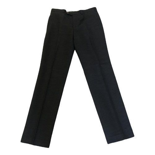 Pre-owned Kenzo Wool Straight Pants In Grey