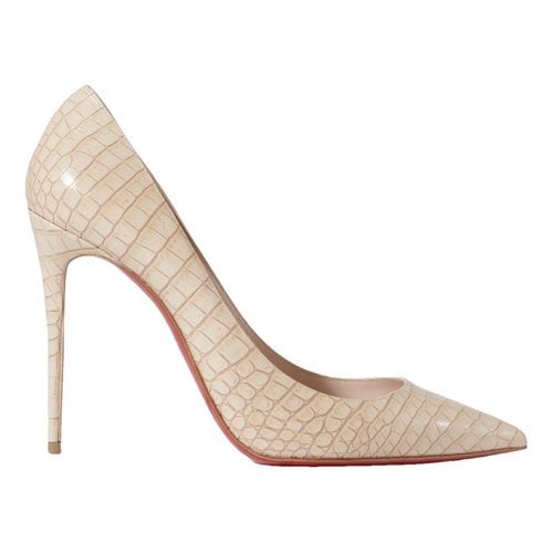 Pre-owned Christian Louboutin So Kate Leather Heels In Beige