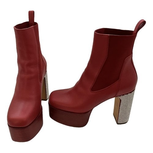 Pre-owned Rick Owens Leather Boots In Red