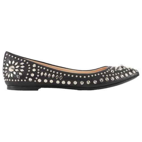 Pre-owned Versace Leather Ballet Flats In Black