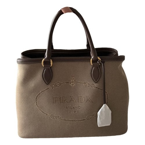 Pre-owned Prada Linen Handbag In Beige