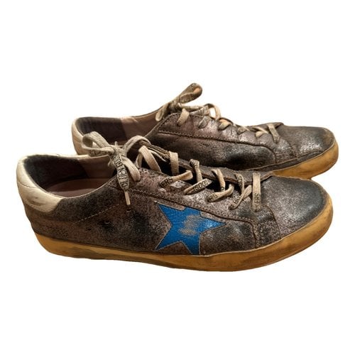 Pre-owned Golden Goose Superstar Low Trainers In Silver
