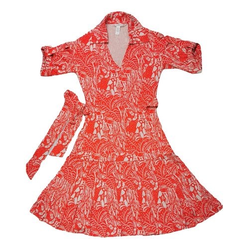 Pre-owned Diane Von Furstenberg Silk Mini Dress In Orange