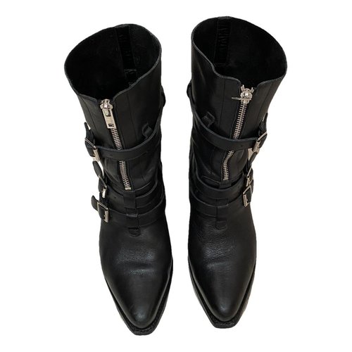 Pre-owned Celine Leather Biker Boots In Black