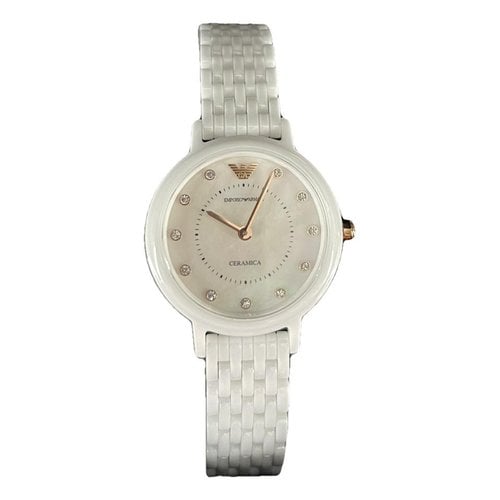 Pre-owned Emporio Armani Ceramic Watch In White
