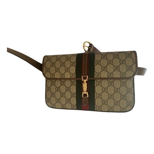 Pre-owned Gucci Jackie Cloth Clutch Bag In Beige
