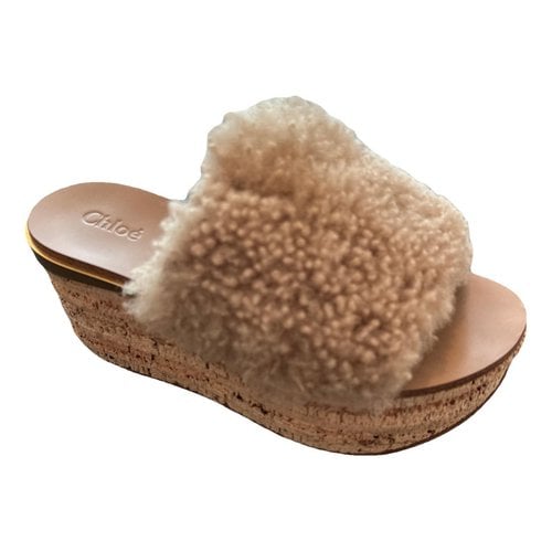 Pre-owned Chloé Leather Mules & Clogs In Beige