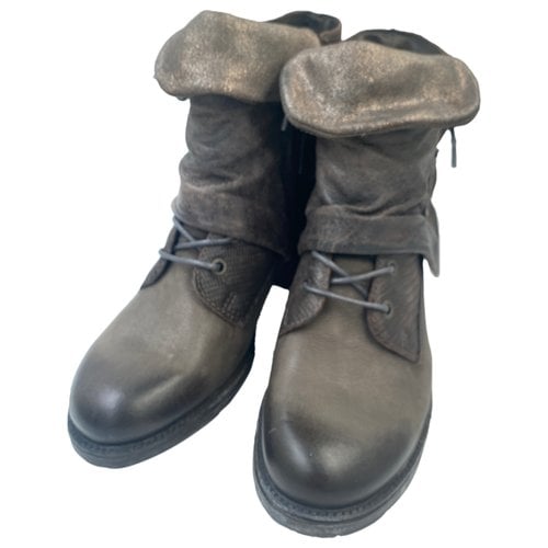Pre-owned Mjus Leather Ankle Boots In Grey