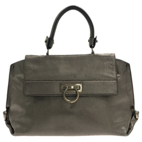 Pre-owned Ferragamo Sofia Leather Handbag In Grey