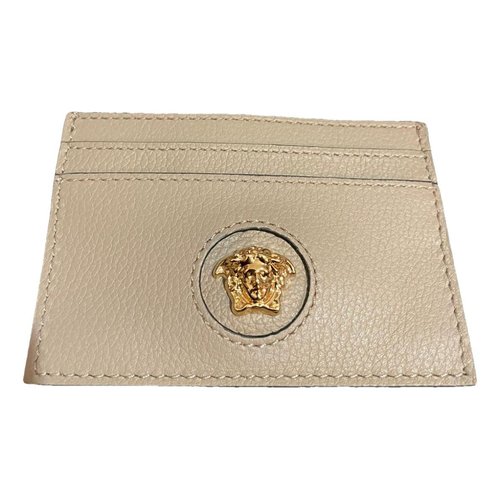 Pre-owned Versace La Medusa Leather Small Bag In Beige