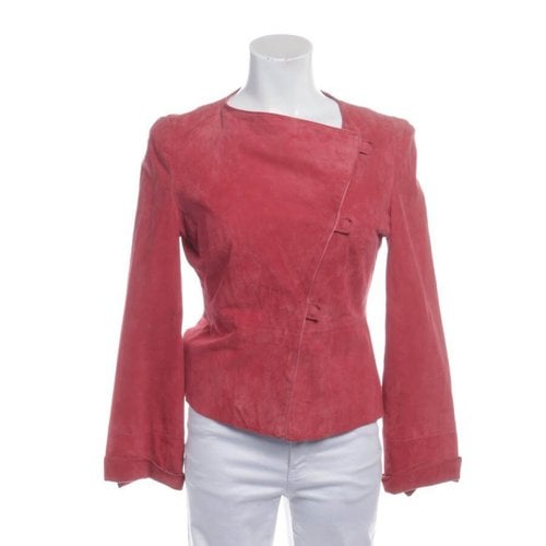 Pre-owned Emporio Armani Leather Biker Jacket In Red
