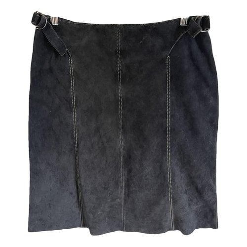 Pre-owned Prada Leather Mid-length Skirt In Black