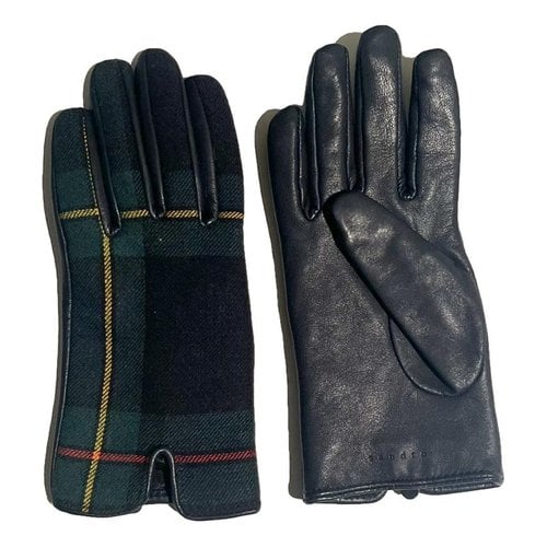 Pre-owned Sandro Leather Gloves In Blue