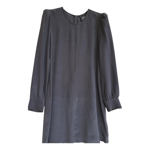 Pre-owned Idano Silk Mid-length Dress In Black