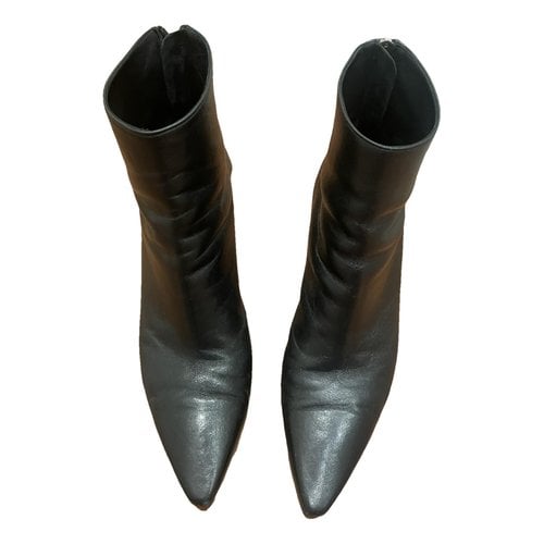 Pre-owned Wandler Leather Ankle Boots In Black