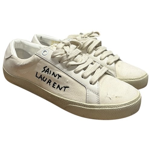 Pre-owned Saint Laurent Cloth Trainers In White