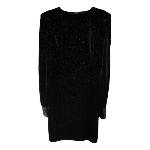Pre-owned Guess Velvet Mini Dress In Black