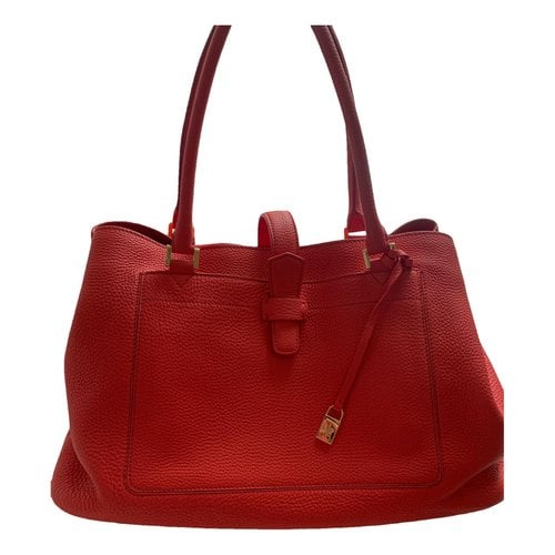 Pre-owned Loro Piana Bellevue Leather Handbag In Red