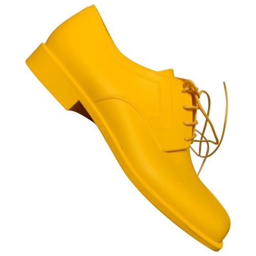 Pre-owned Maison Margiela Tabi Cloth Lace Ups In Yellow