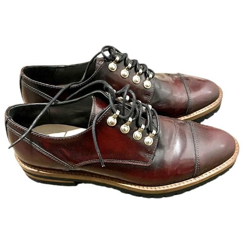 Pre-owned Massimo Dutti Leather Lace Ups In Burgundy