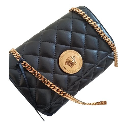 Pre-owned Versace Leather Crossbody Bag In Black