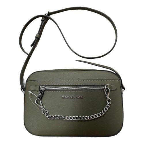 Pre-owned Michael Kors Jet Set Leather Crossbody Bag In Green