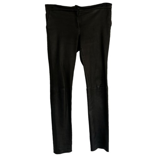 Pre-owned Viktor & Rolf Leather Straight Pants In Black