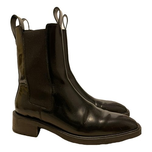 Pre-owned Aeyde Leather Biker Boots In Black
