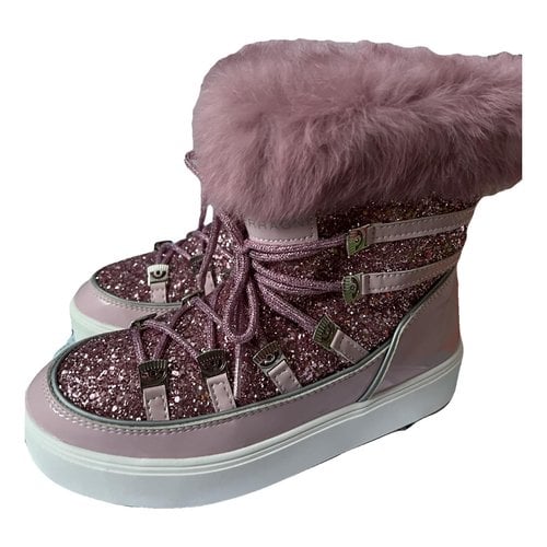 Pre-owned Chiara Ferragni Glitter Snow Boots In Pink