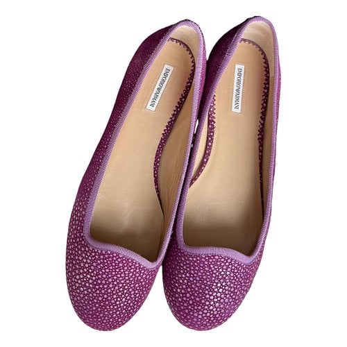Pre-owned Emporio Armani Leather Ballet Flats In Purple
