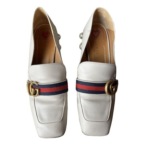 Pre-owned Gucci Peyton Leather Heels In White