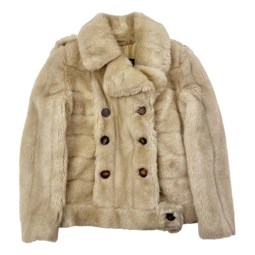 Pre-owned Gucci Faux Fur Coat In Beige