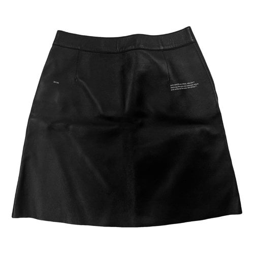 Pre-owned Off-white Leather Mid-length Skirt In Black