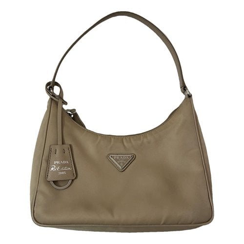 Pre-owned Prada Re-edition 2005 Zip Leather Handbag In Beige