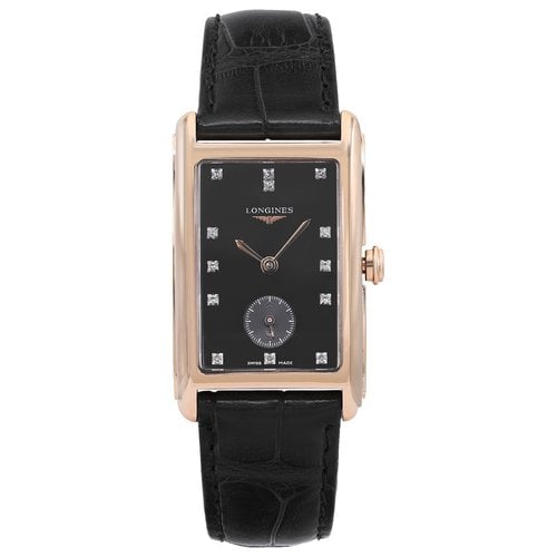 Pre-owned Longines Pink Gold Watch In Black