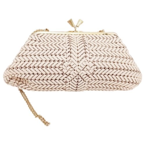 Pre-owned Anya Hindmarch Leather Clutch Bag In Beige