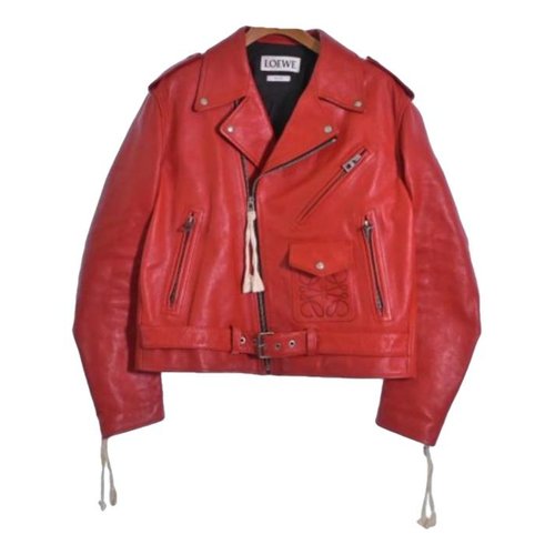 Pre-owned Loewe Leather Jacket In Red