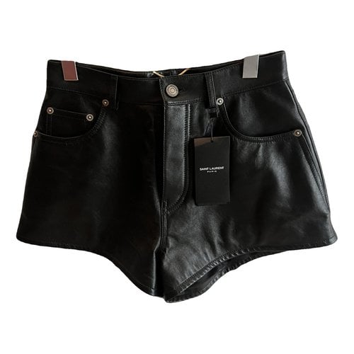 Pre-owned Saint Laurent Leather Short Pants In Black