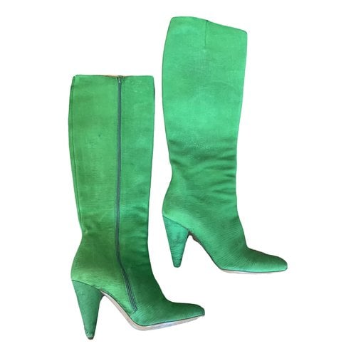 Pre-owned Maison Margiela Leather Riding Boots In Green