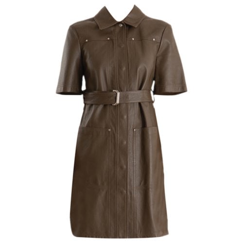 Pre-owned Max Mara Leather Mid-length Dress In Green