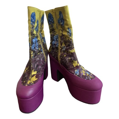 Pre-owned Dries Van Noten Cloth Boots In Multicolour