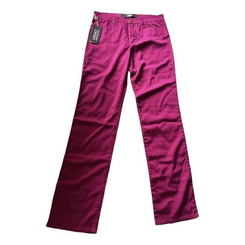 Pre-owned Versace Straight Pants In Pink