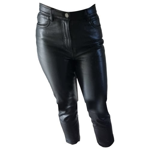 Pre-owned Reformation Leather Straight Pants In Black