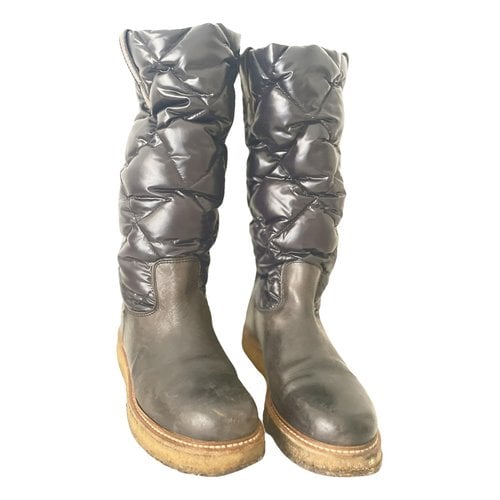 Pre-owned Moncler Leather Boots In Brown
